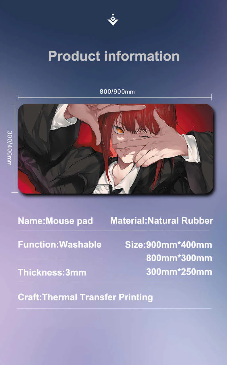 Large Anime Chainsaw Mouse Pad With Wrist Rest Makima Power Aki Denji  Design For PC Gaming, Laptop, And Desk Mouse Pad T230215 From Wangcai06,  $5.64